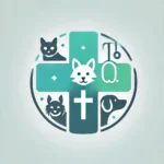 DALL·E 2024-11-12 22.07.45 - A clean, modern logo for a veterinary clinic featuring a stylized cross with animal silhouettes, such as a cat and dog, symbolizing health and compass